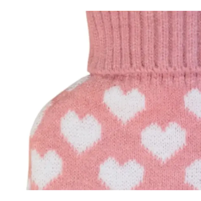 Hot Water Bottle Hearts pink & white