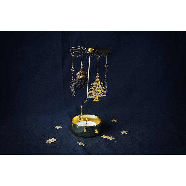 Teelicht-Spinner Christmas Tree gold
