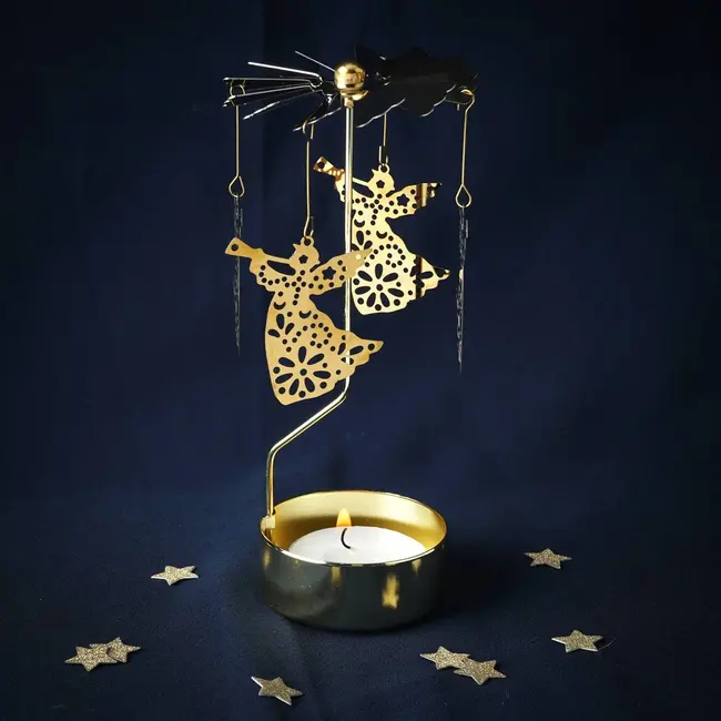 Teelicht-Spinner Christmas Angel gold