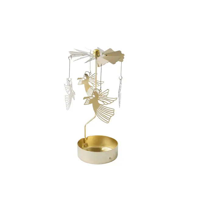 Tealight Spinner Christmas Angel gold