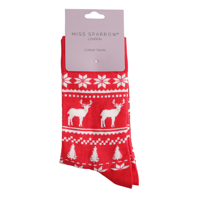 Socken Bamboo Christmas Pattern red