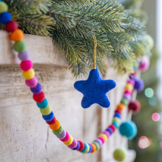 Sjaal met Verhaal Felt Christmas Hanger Ster Kitschmas blauw