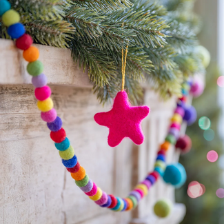 Sjaal met Verhaal Filz Weihnachtshänger Ster Kitschmas fuchsia