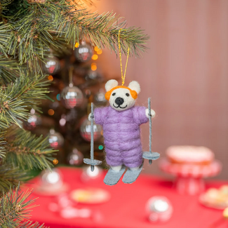 Sjaal met Verhaal Felt Christmas Hanger Ijsbeer Skiër lila