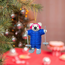 Sjaal met Verhaal Filz Weihnachtshänger Ijsbeer Skiër blauw