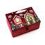 POM Jewellery Box small Velvet Embroidered Winter Village red