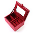 Jewellery Box small Velvet Embroidered Winter Village red