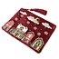 POM Zip Purse Velvet Embroidered Winter Village red