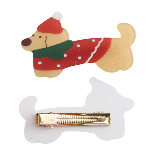 Haarklammer Red Coat Santa Dog Hair Set of 2