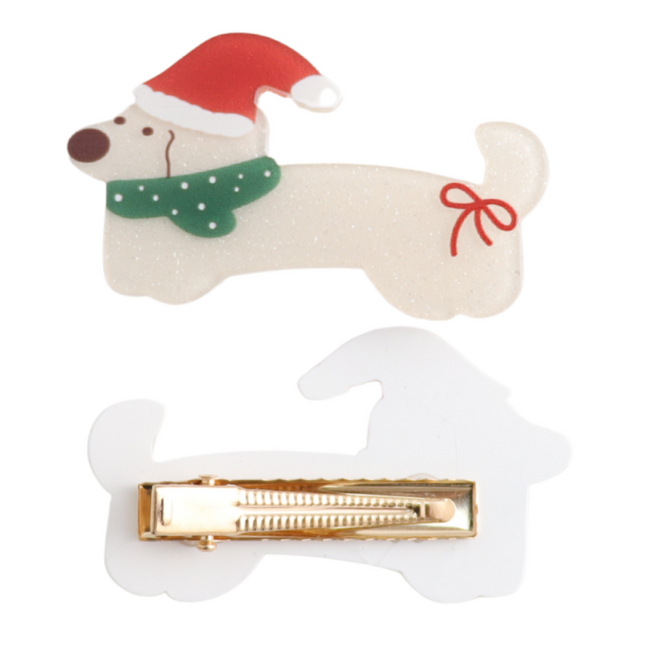 Hair Claw Clip Santa Dog Hair Set of 2