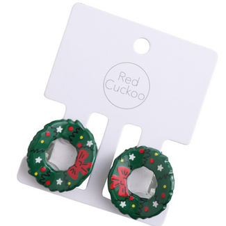Red Cuckoo Hair Claw Clips Mini Xmas Wreath Hair Set of 2