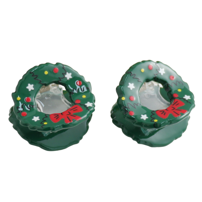Hair Claw Clip Mini Xmas Wreath Hair Set of 2