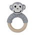 Sindibaba Rattle Monkey on wooden ring grey