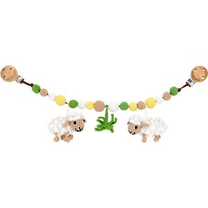 Sindibaba Stroller chain Sheep white with rattle