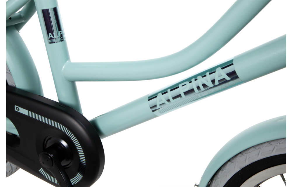 Alpina Cargo meisjesfiets met voordrager 16" Light Green Matt 4+