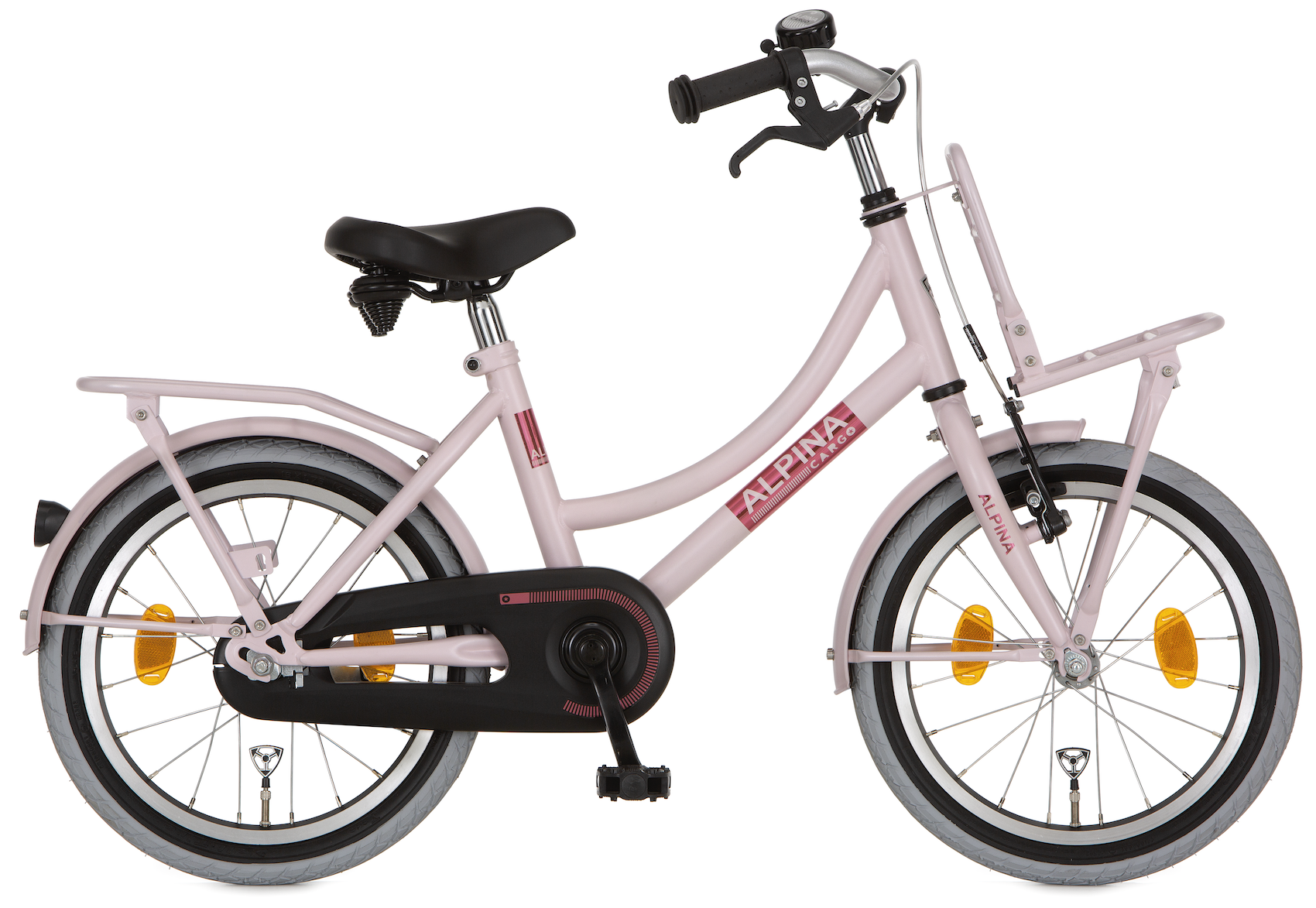 Alpina Cargo meisjesfiets met voordrager 16" Pearl Pink Matt 4+