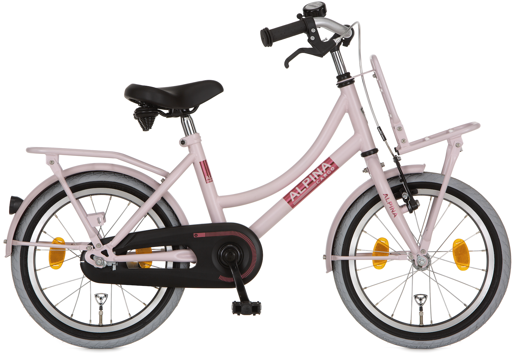 Alpina Cargo meisjesfiets met voordrager 18" Pearl Pink Matt 5+