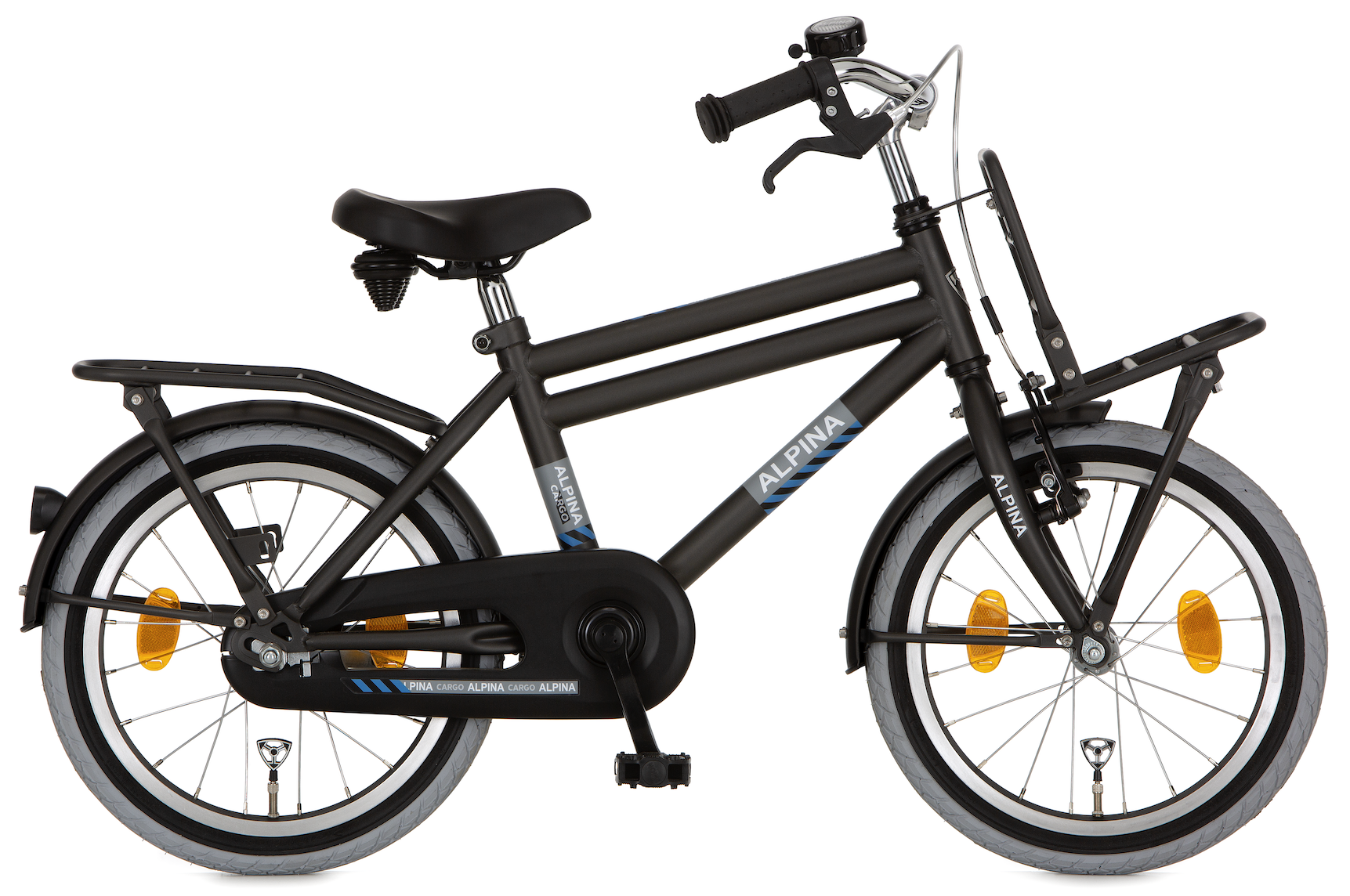 Alpina Cargo jongensfiets met voordrager 16" Space Black Matt 4+