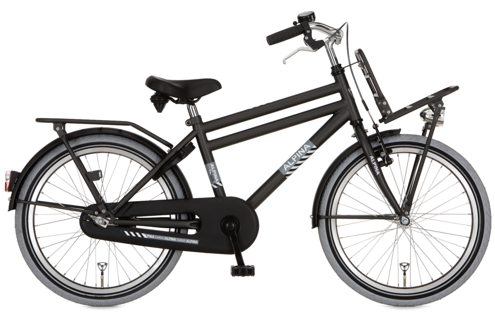 Alpina Cargo jongensfiets met voordrager 20" Space Black Matt 6+