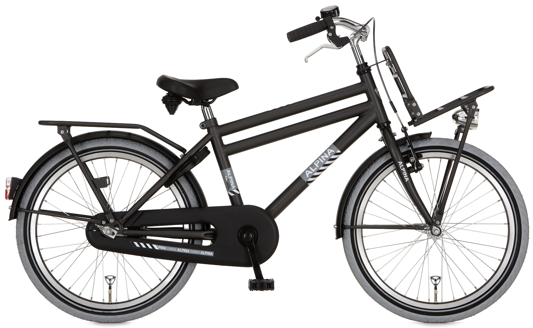 Alpina Cargo jongensfiets met voordrager 22" Space Black Matt 6+
