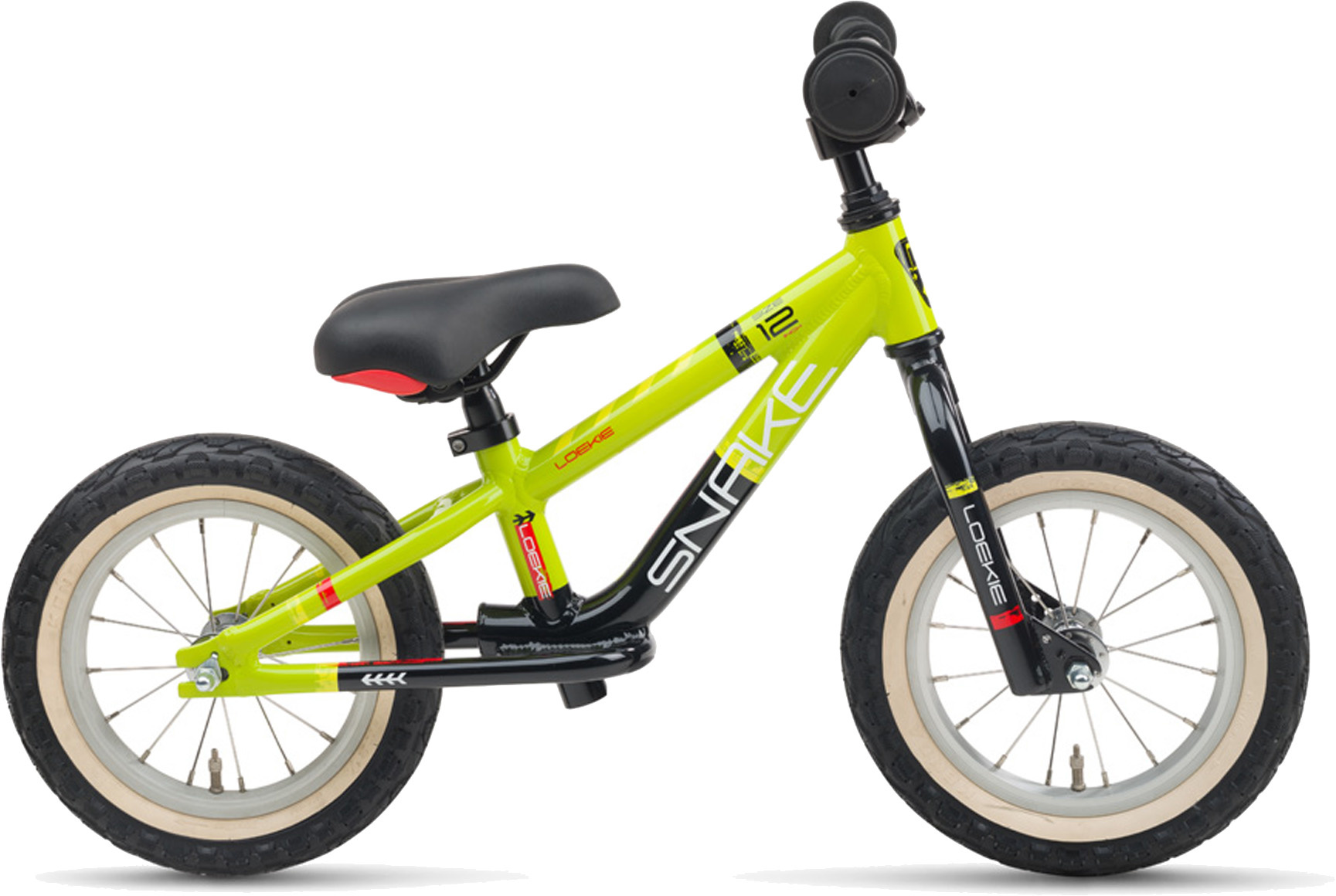 Loekie Snake Loopfiets 12" Lime 2,5+