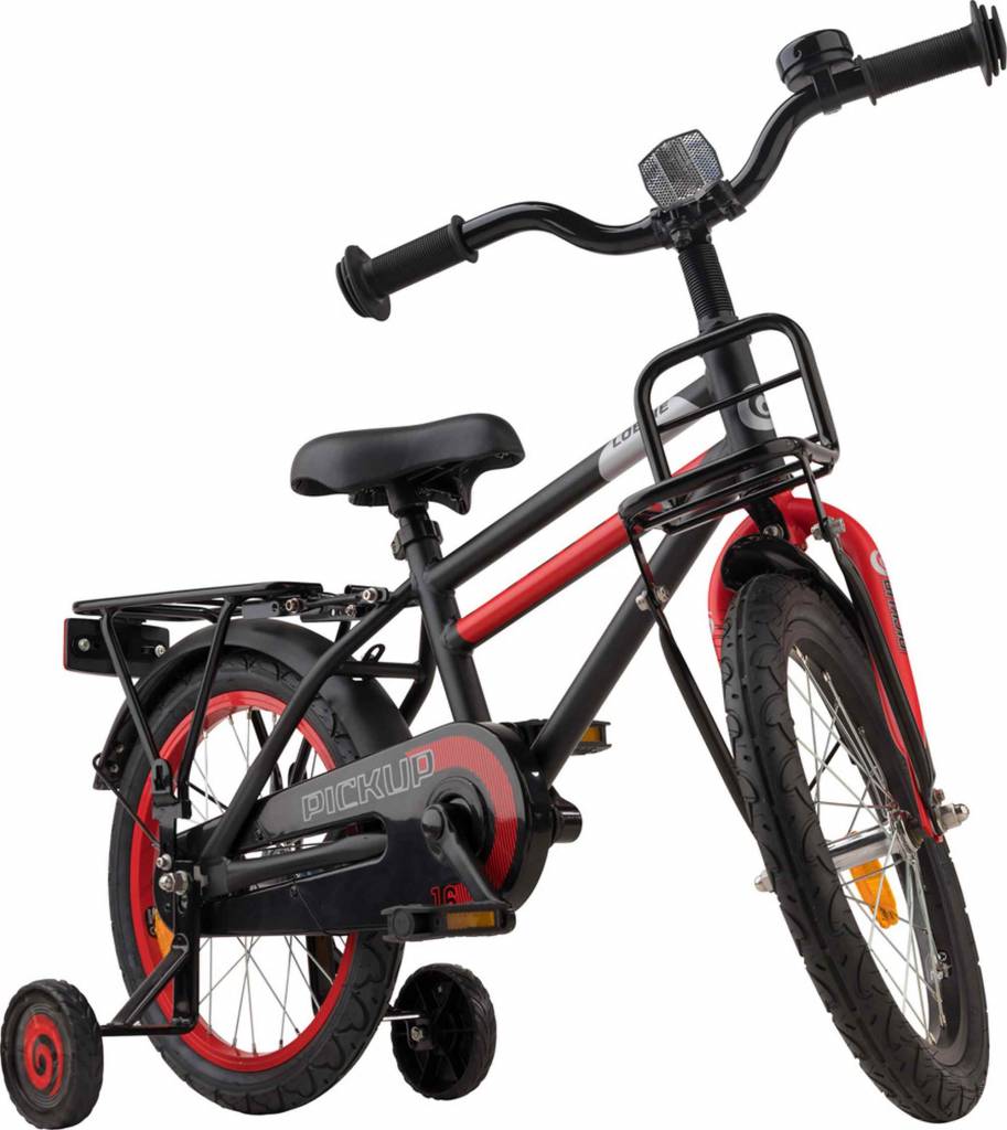 Showroom model - Loekie Pick Up jongensfiets 16" Zwart-Rood Mat 4+