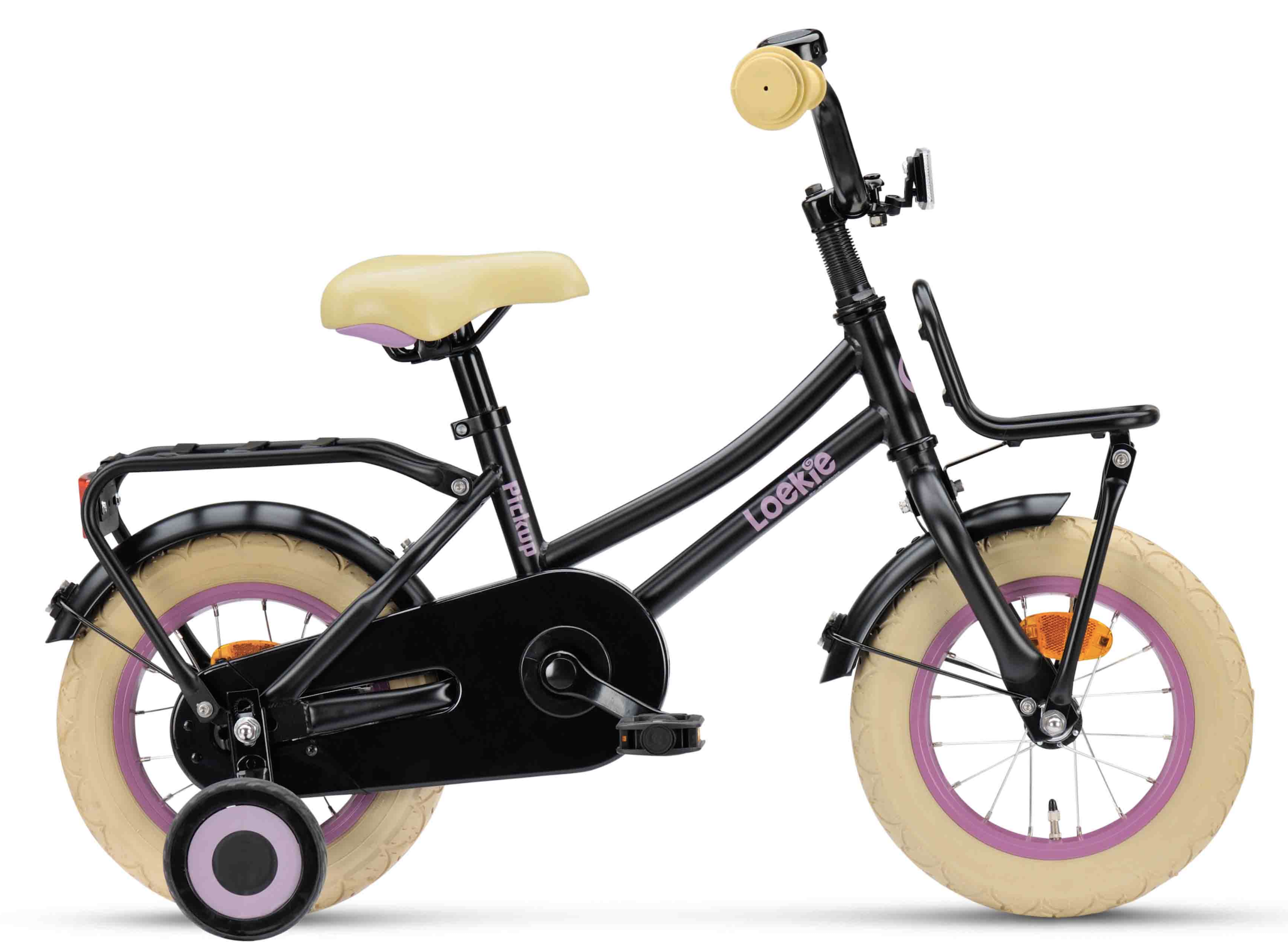 Loekie PACKD meisjesfiets 12" Black 3+