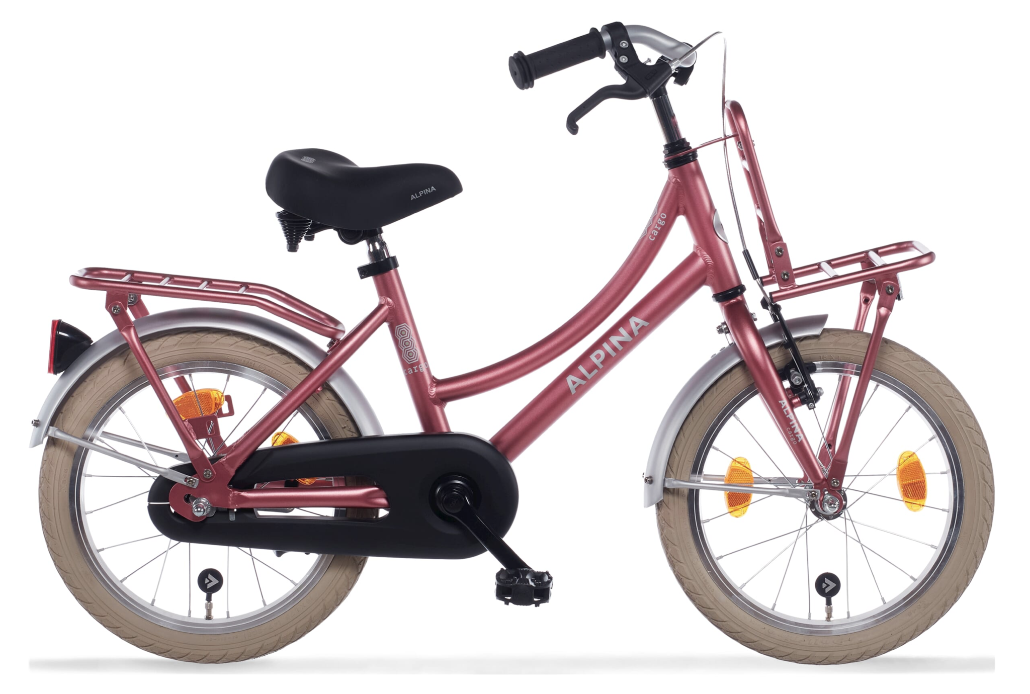 Alpina Cargo meisjesfiets met voordrager 16" Berry Red Matt 4+