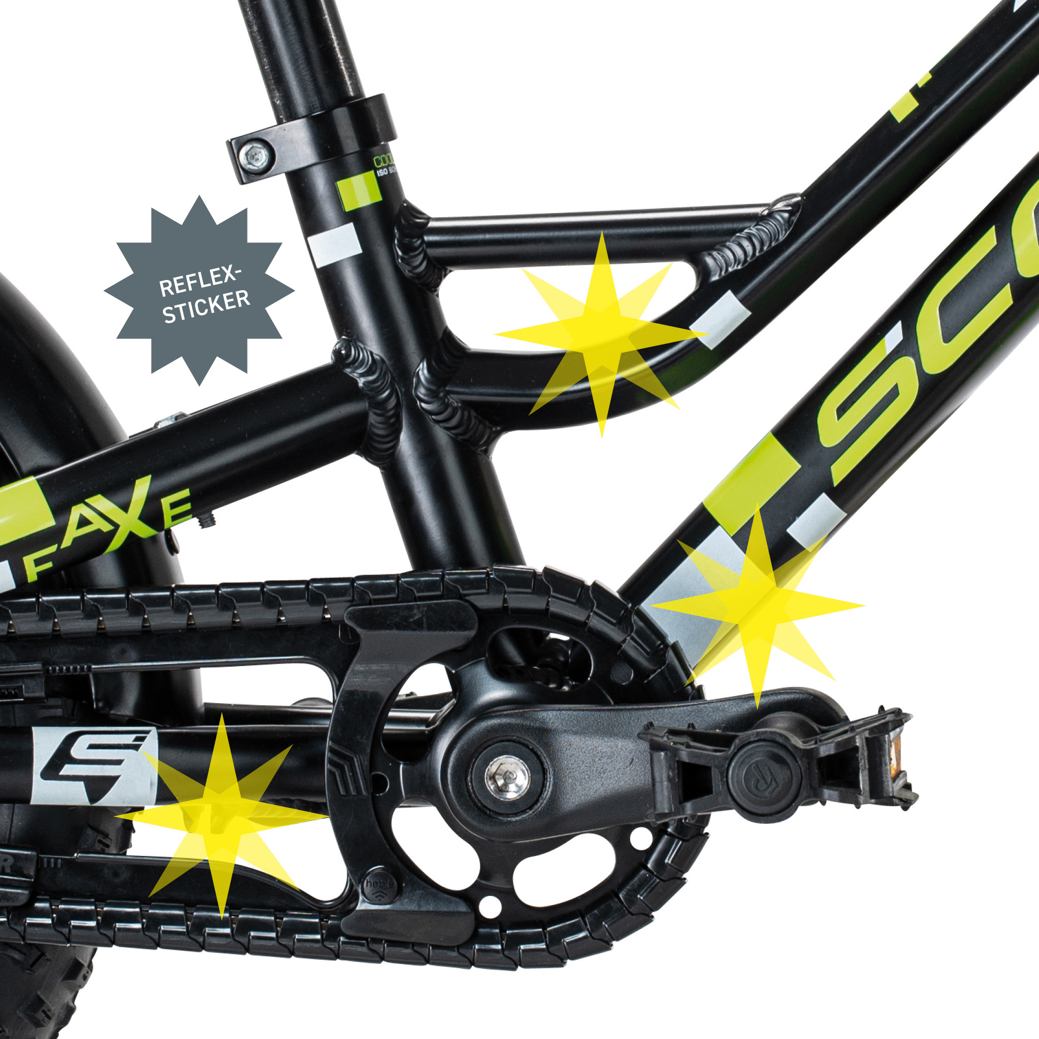 S'COOL faXe 18" Black-Lemon 3-Speed 5+