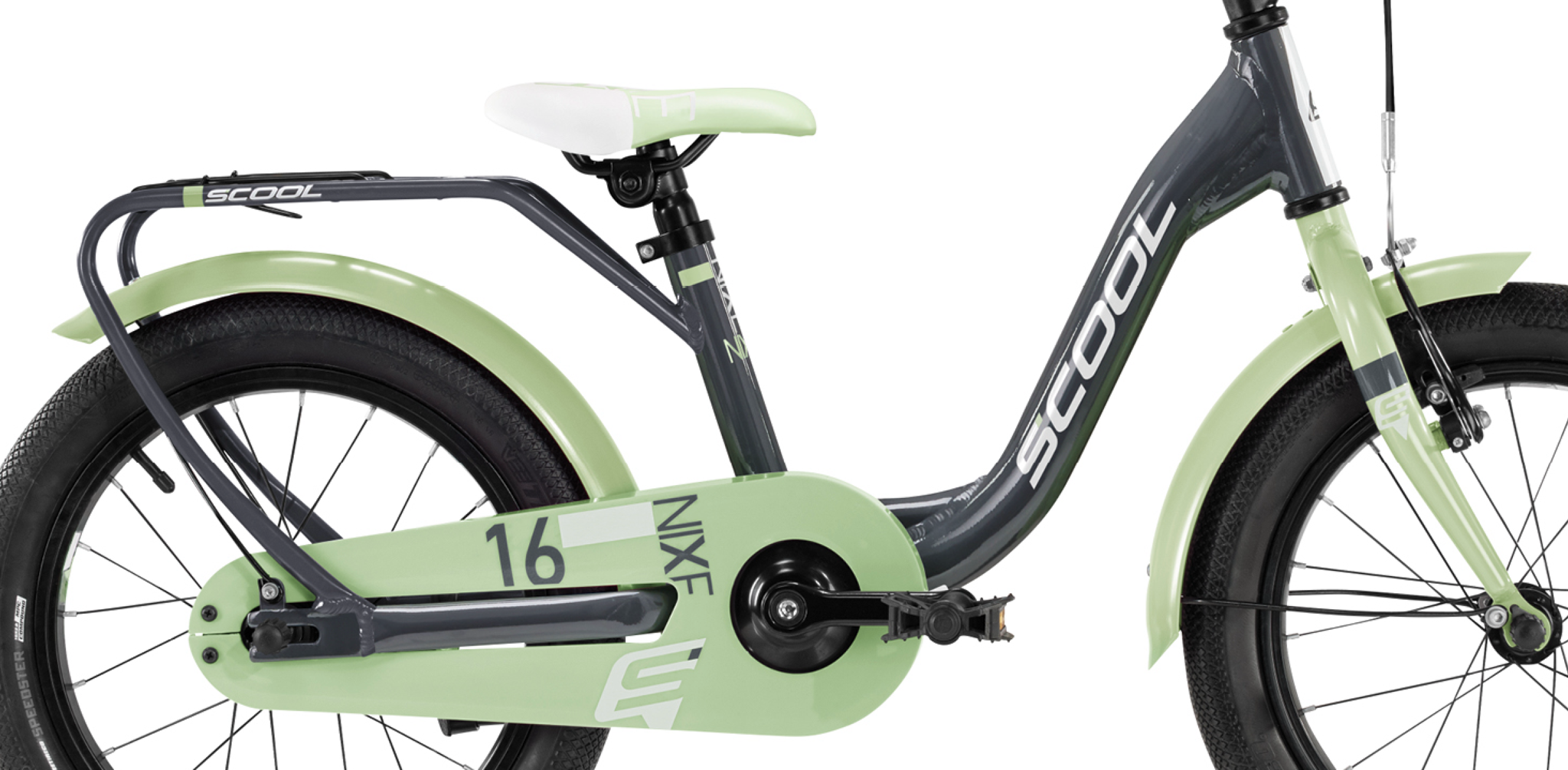 S'COOL niXe 16" Dark Grey - Pastel Green 4+