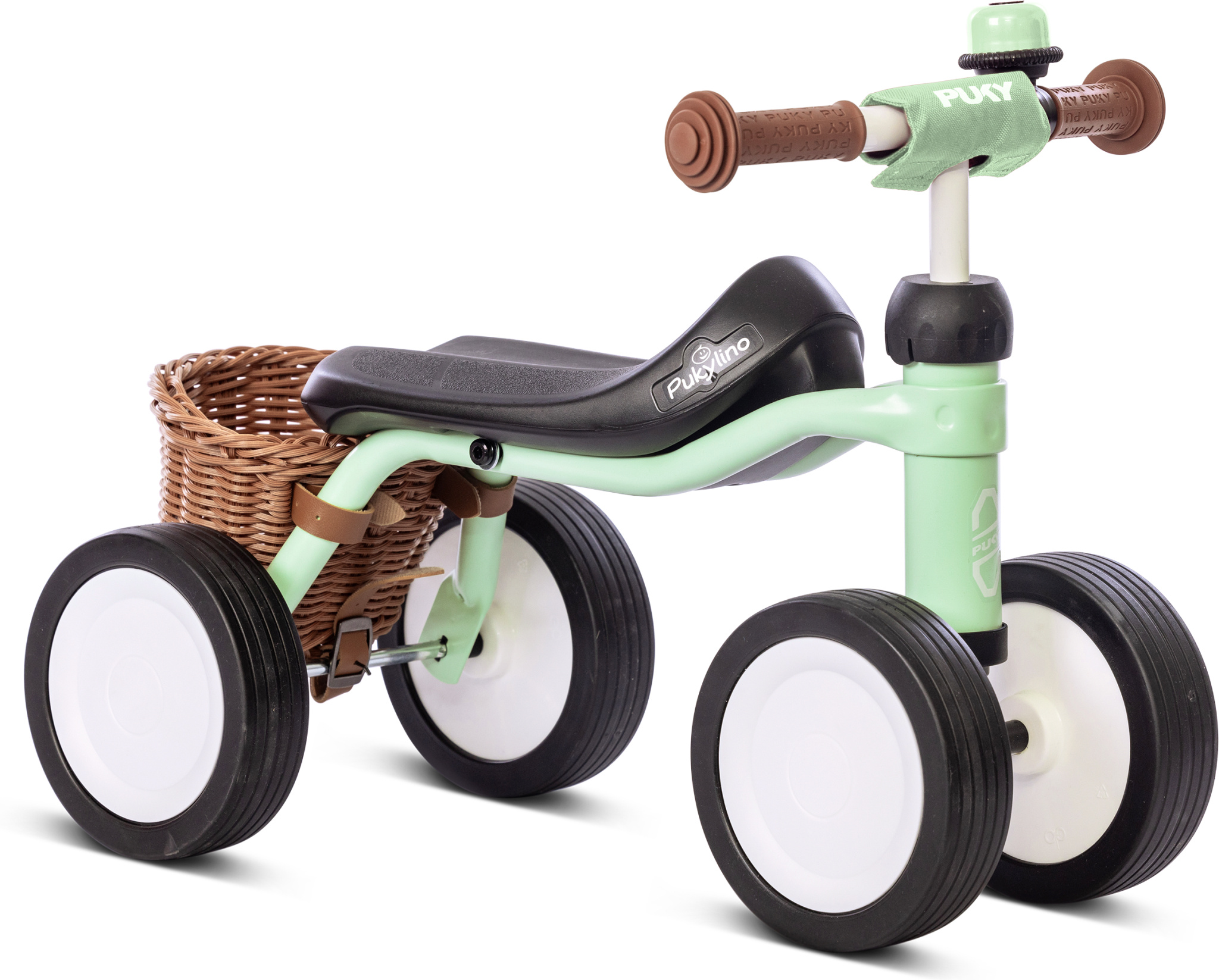 Pukylino oefenfiets met 4 wielen Pastel Green bundel 1+