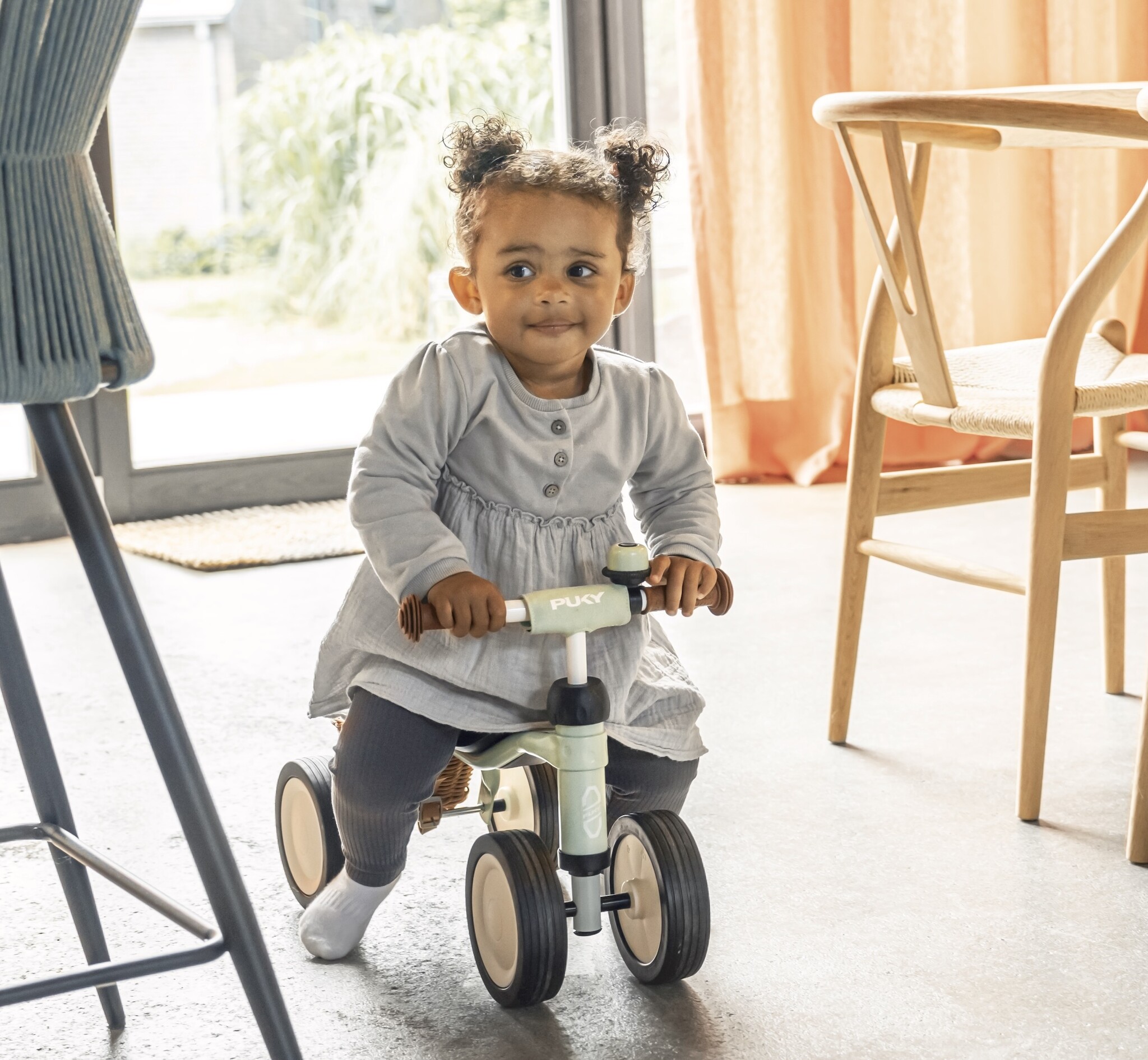 Pukylino oefenfiets met 4 wielen Pastel Green bundel 1+