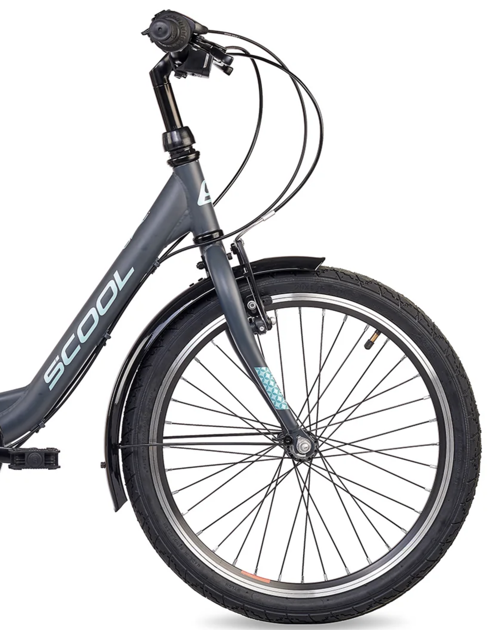 S'COOL chiX Steel 20" Dark Grey - Aqua 3-Speed 6+