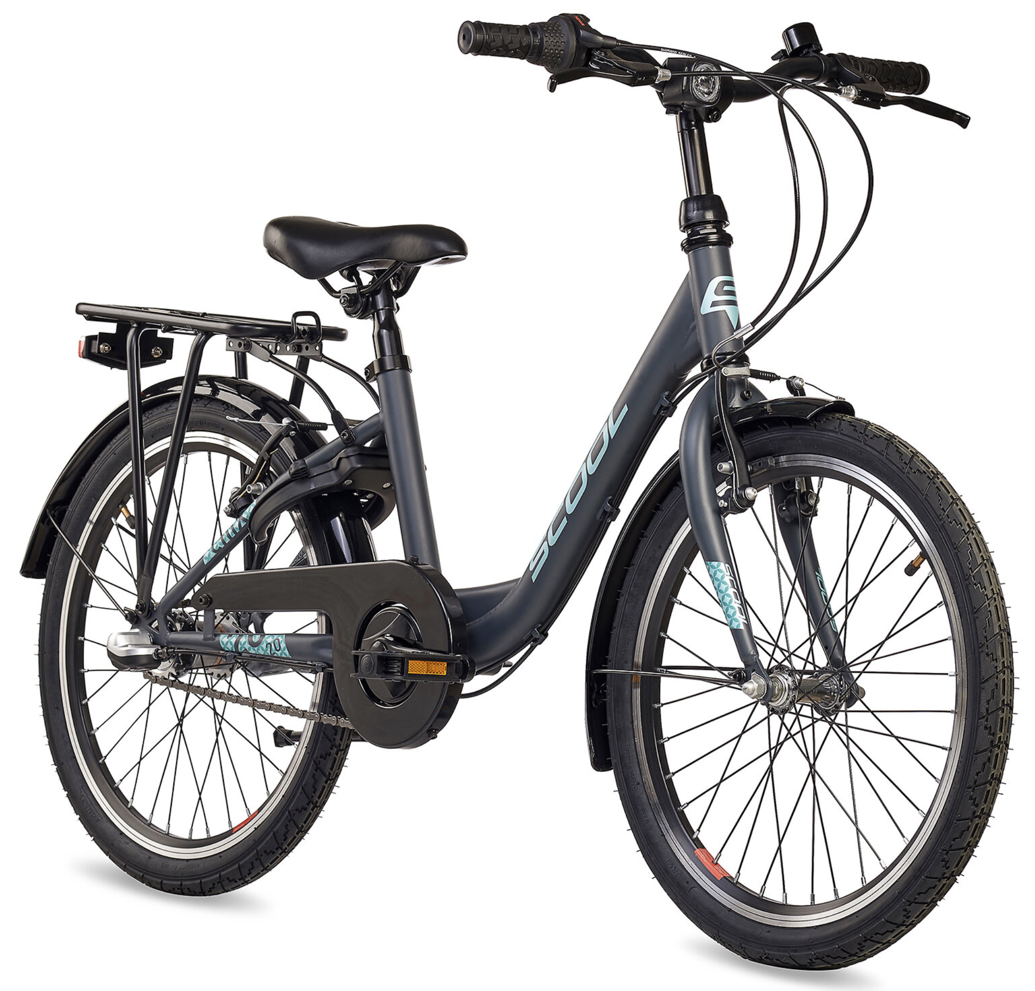 S'COOL chiX Steel 20" Dark Grey - Aqua 3-Speed 6+