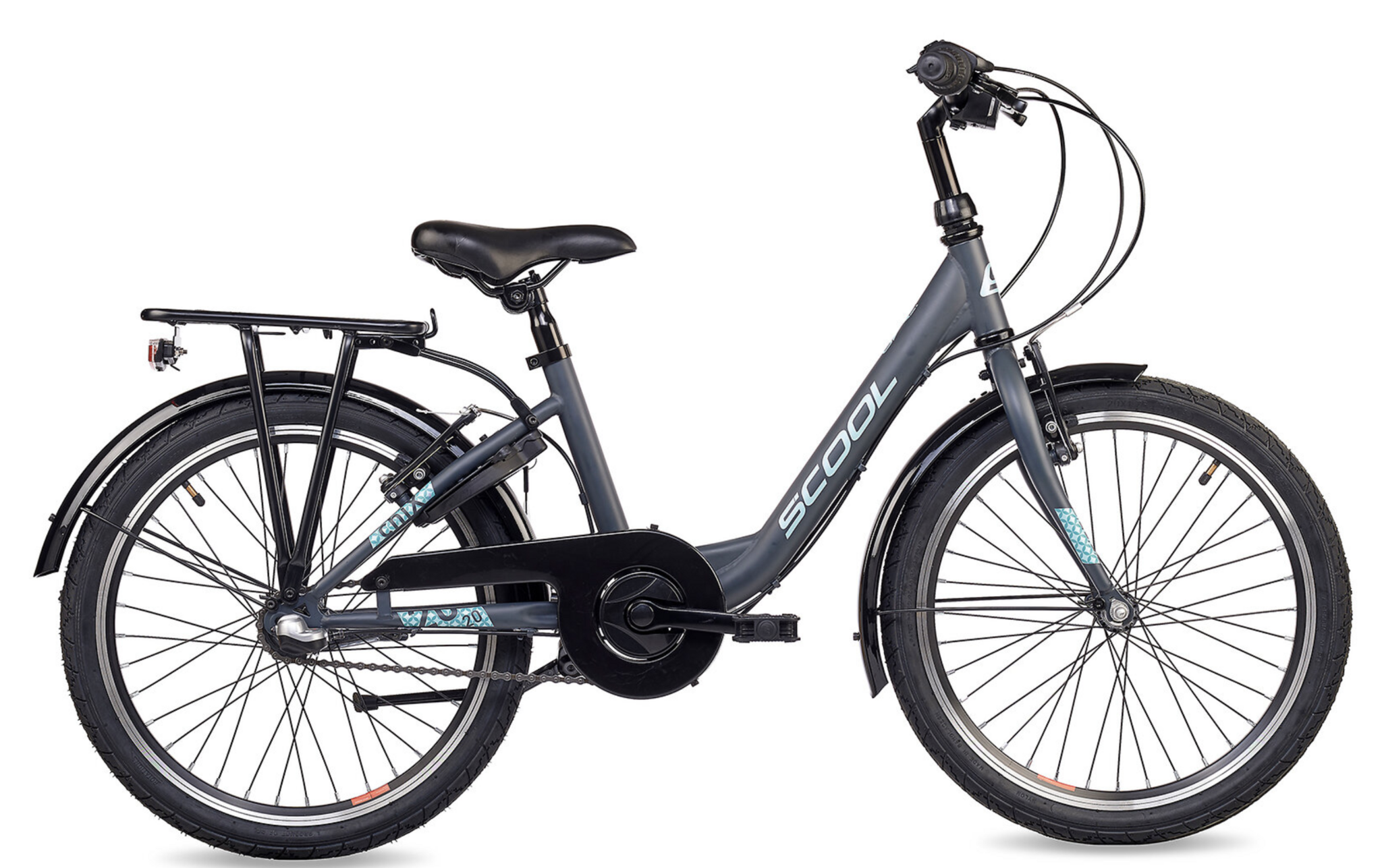 S'COOL chiX Steel 20" Dark Grey - Aqua 3-Speed 6+