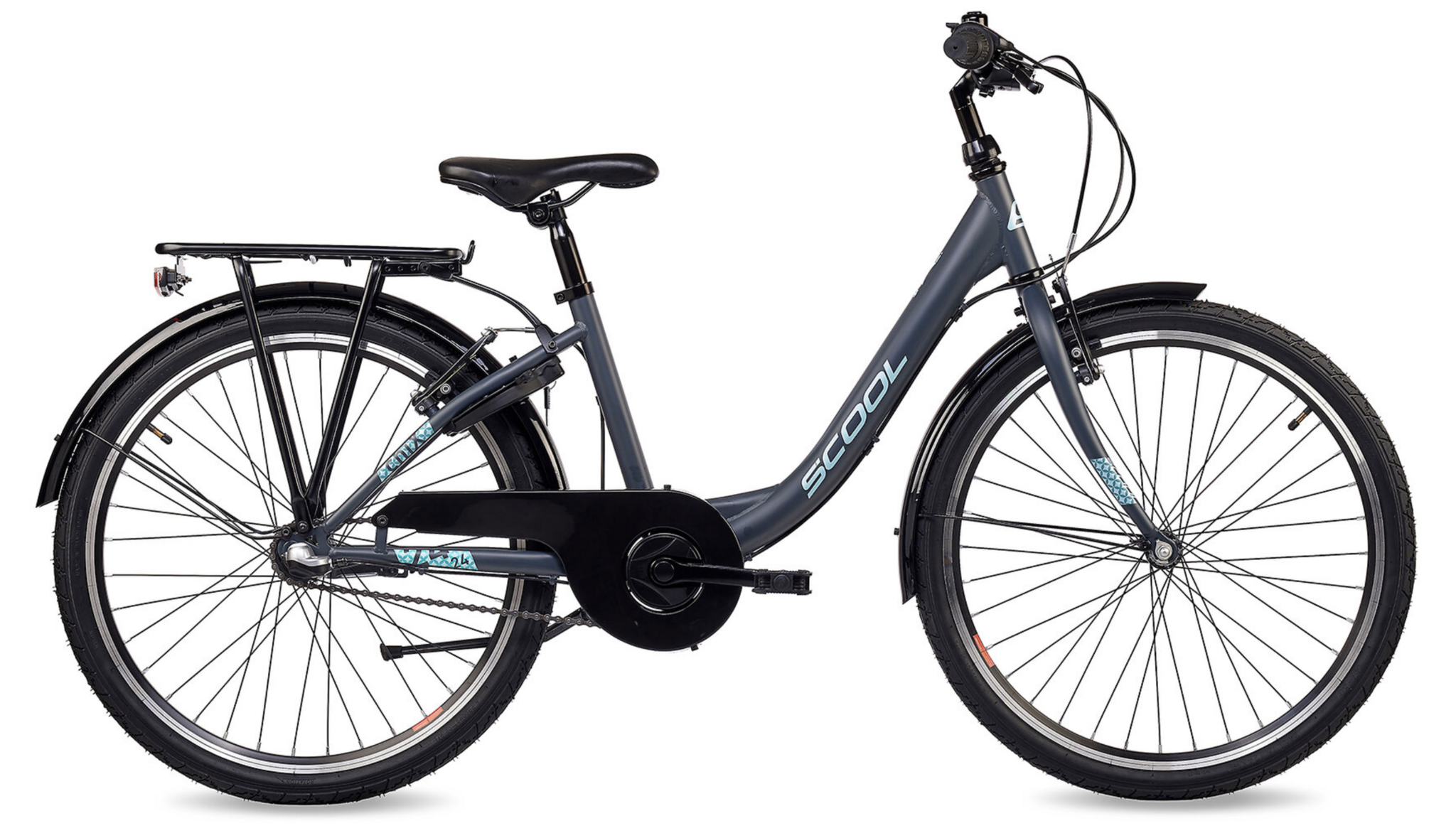 S'COOL chiX Steel 24" Dark Grey - Aqua 3-Speed 8+