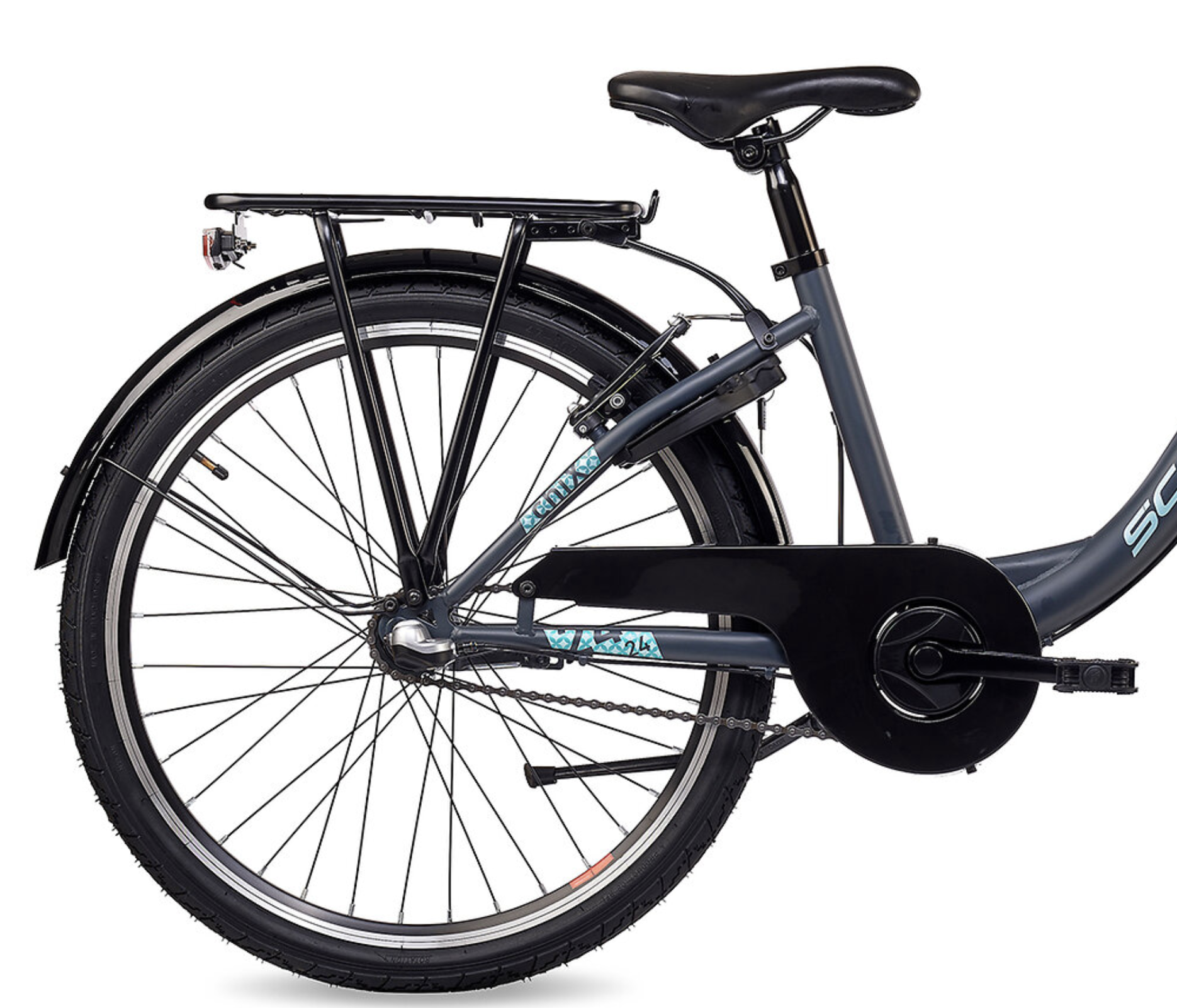 S'COOL chiX Steel 24" Dark Grey - Aqua 3-Speed 8+