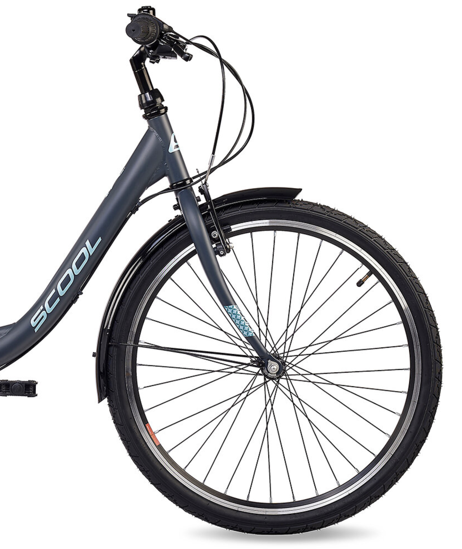 S'COOL chiX Steel 24" Dark Grey - Aqua 3-Speed 8+