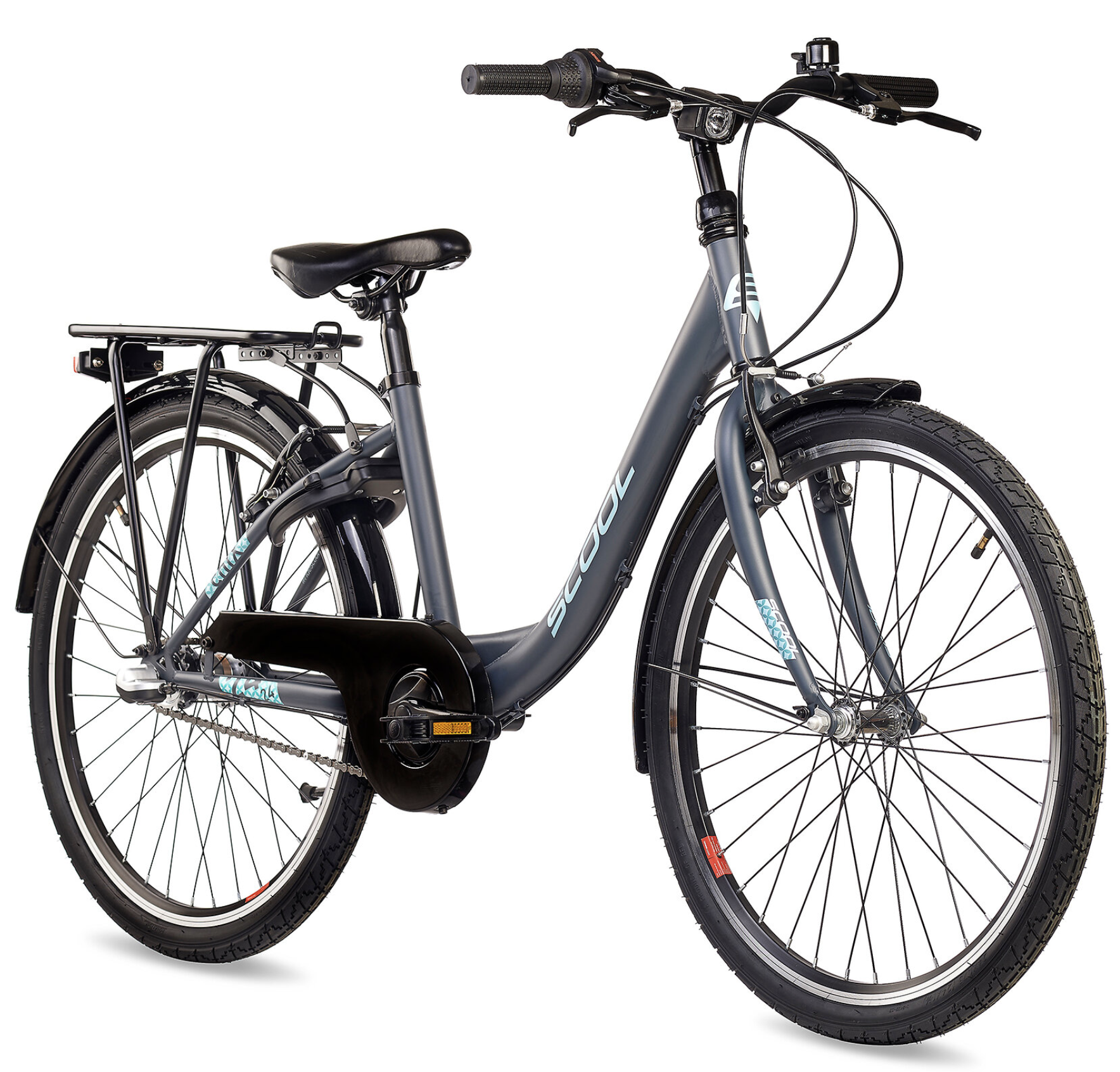 S'COOL chiX Steel 24" Dark Grey - Aqua 3-Speed 8+