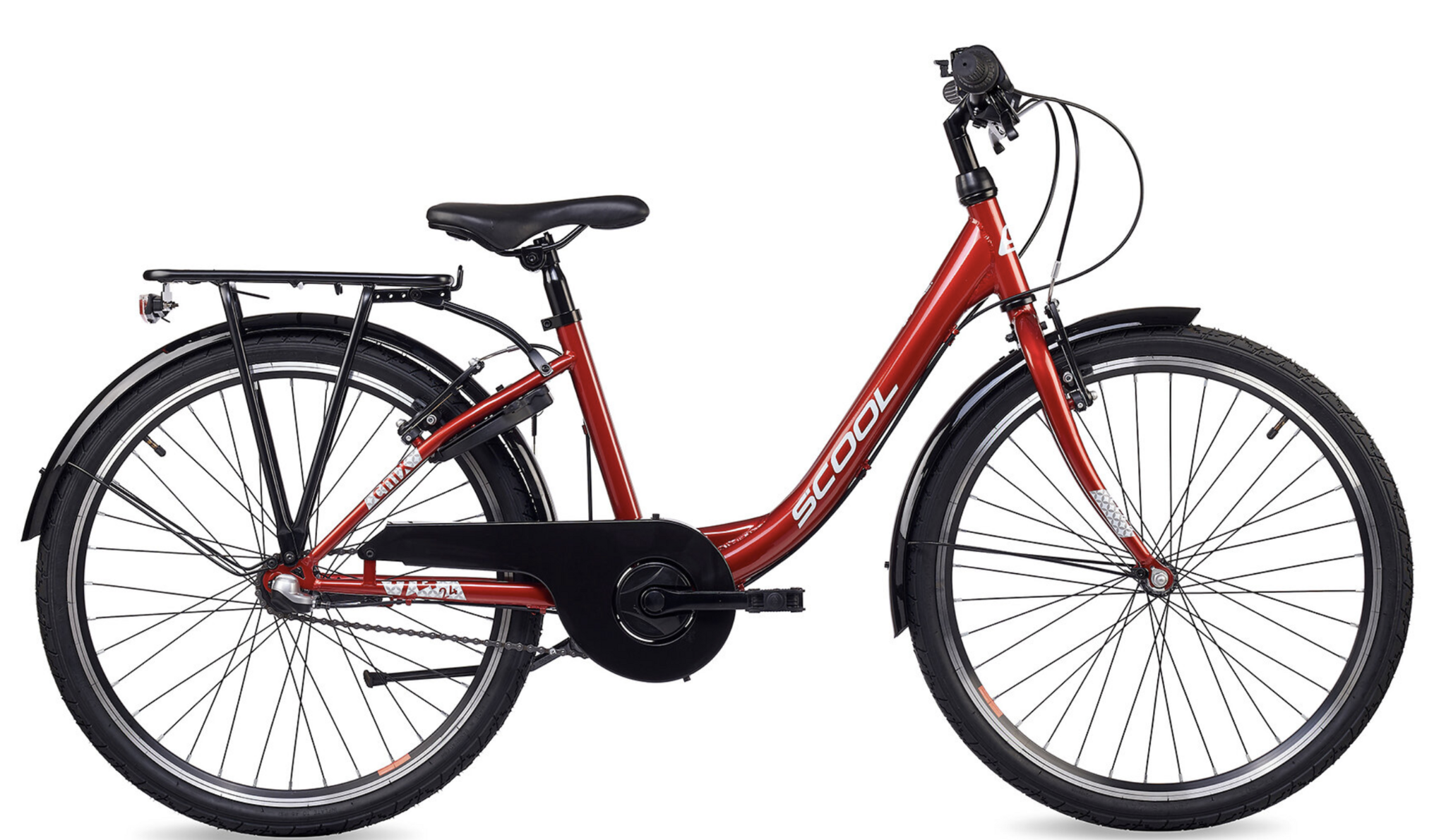 S'COOL chiX Steel 24" Rood - Wit 3-Speed 8+