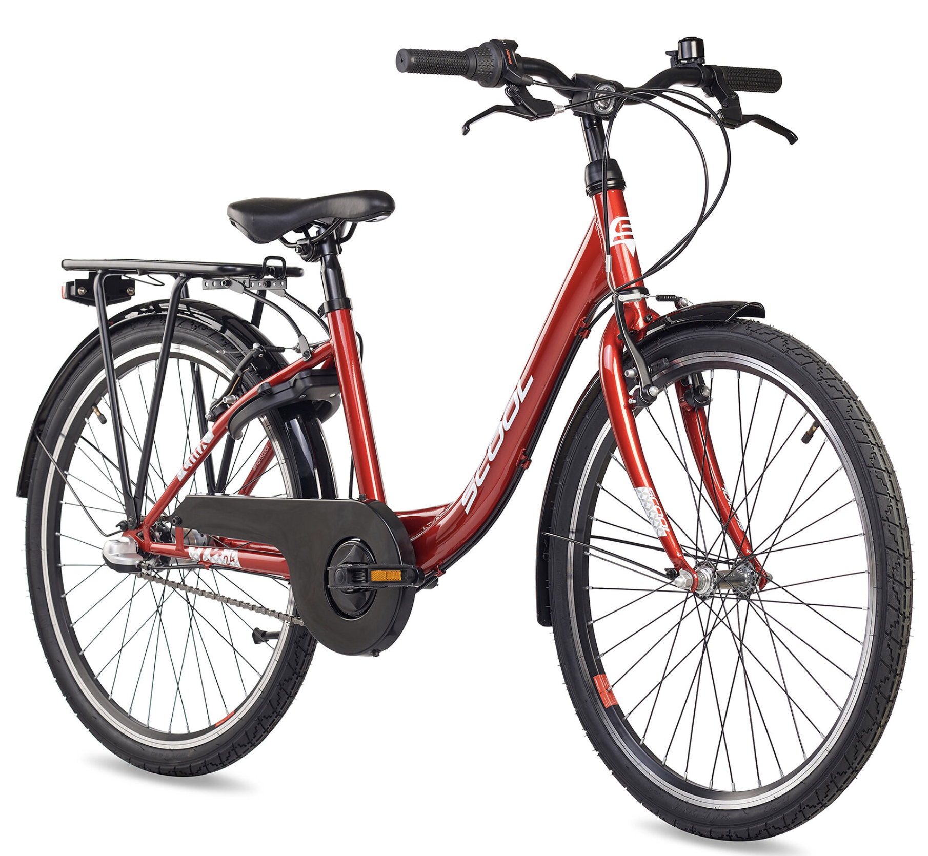 S'COOL chiX Steel 24" Rood - Wit 3-Speed 8+