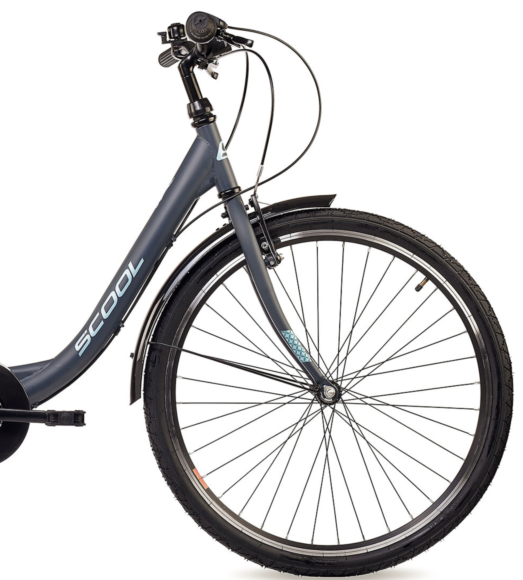 S'COOL chiX Steel 26" Dark Grey - Aqua 3-Speed 10+