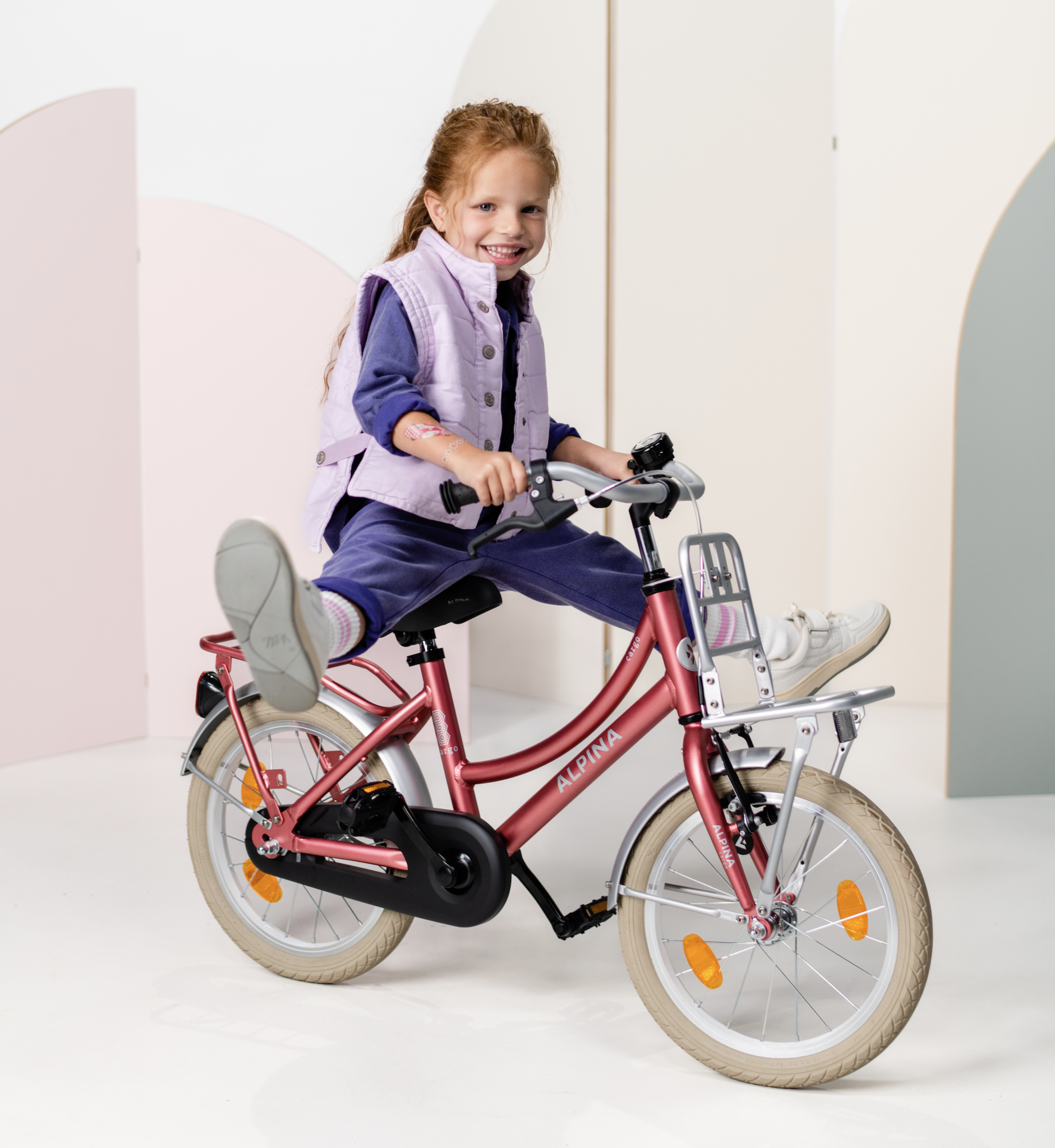 Showroom model - Alpina Cargo meisjesfiets met voordrager 16" Berry Red Matt 4+