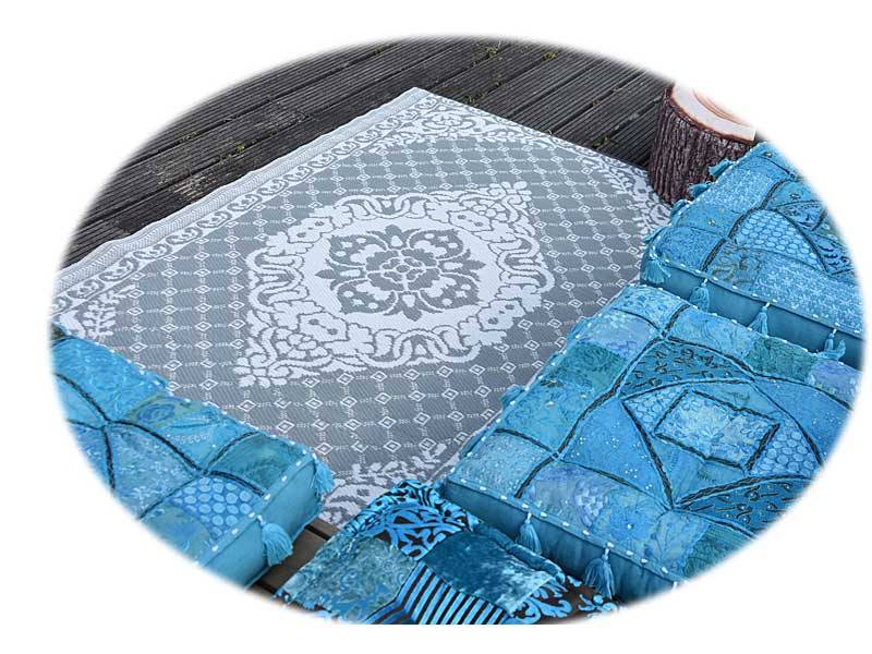 Wonder Rugs Buitentapijt grijs met wit arabisch