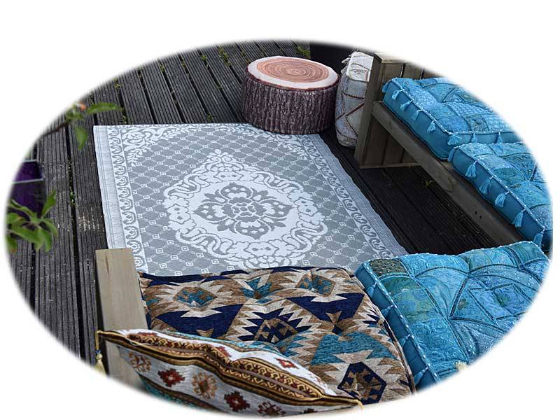 Wonder Rugs Buitentapijt grijs met wit arabisch