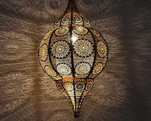 Memo krater Diakritisch Gouden oosterse hanglamp met super licht effecten echt 1001nacht sfeer. -  Merel in Wonderland