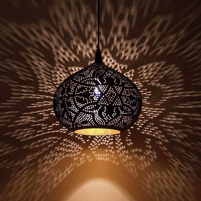 Filigrain hanglamp zwart met goud