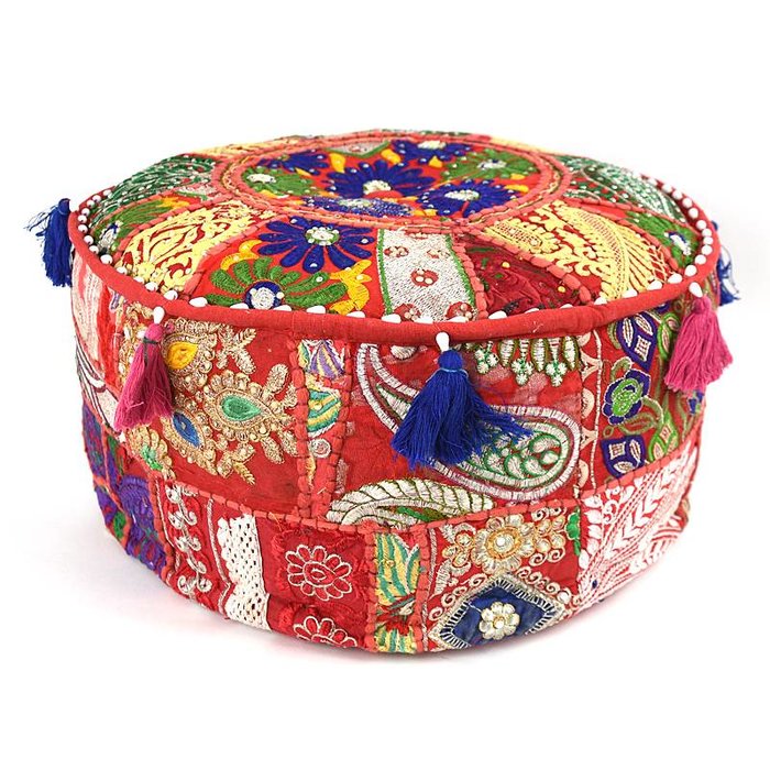 Bohemian ronde indiase poef rood