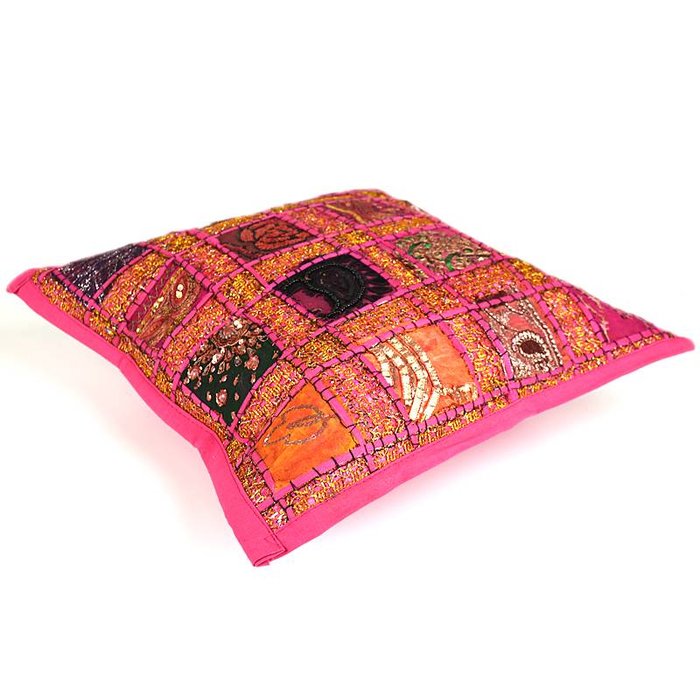 Roze sierkussen oosterse glitters