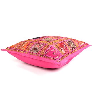 Roze sierkussen patchwork